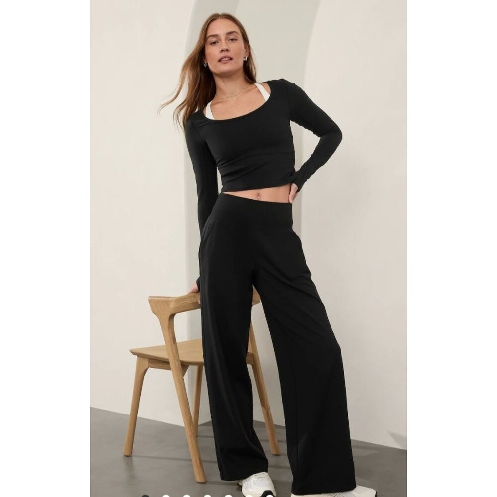 Athleta Black Women's Venice High Rise Wide Leg Pant Size 1X